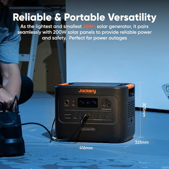 Jackery Explorer 3000 v2 Portable Power Station (3070Wh) + 2x 200W Solar Panels