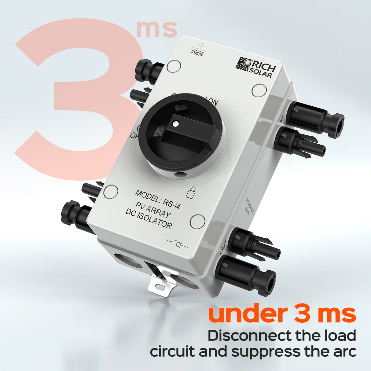 Rich Solar Solar PV DC Quick Disconnect Switch | Solar Array DC Quick Disconnect Switch | 1500 Volt 55 Amp | 4 Pole 2 Strings - Image 7