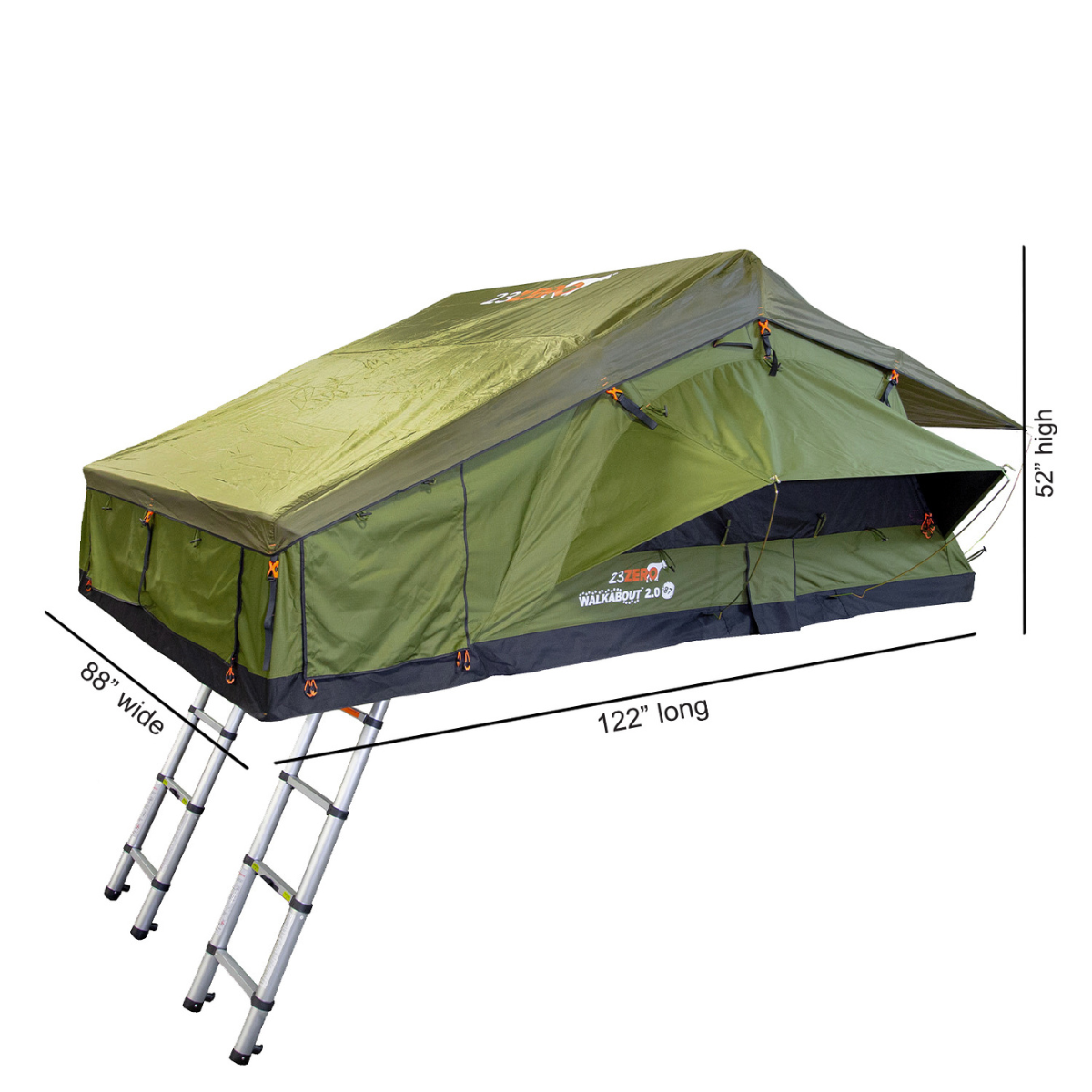 23Zero Walkabout 87 2.0 Softshell Rooftop Tent – 6 Person All Season w/ Heater/Cooler Port