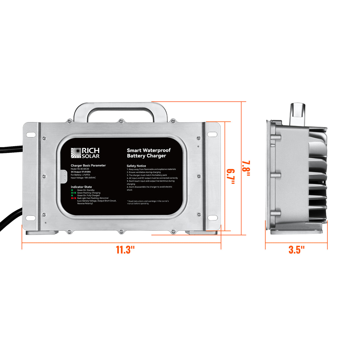 Rich Solar 48V 20A / 25A Waterproof LiFePO4 Charger - Image 3