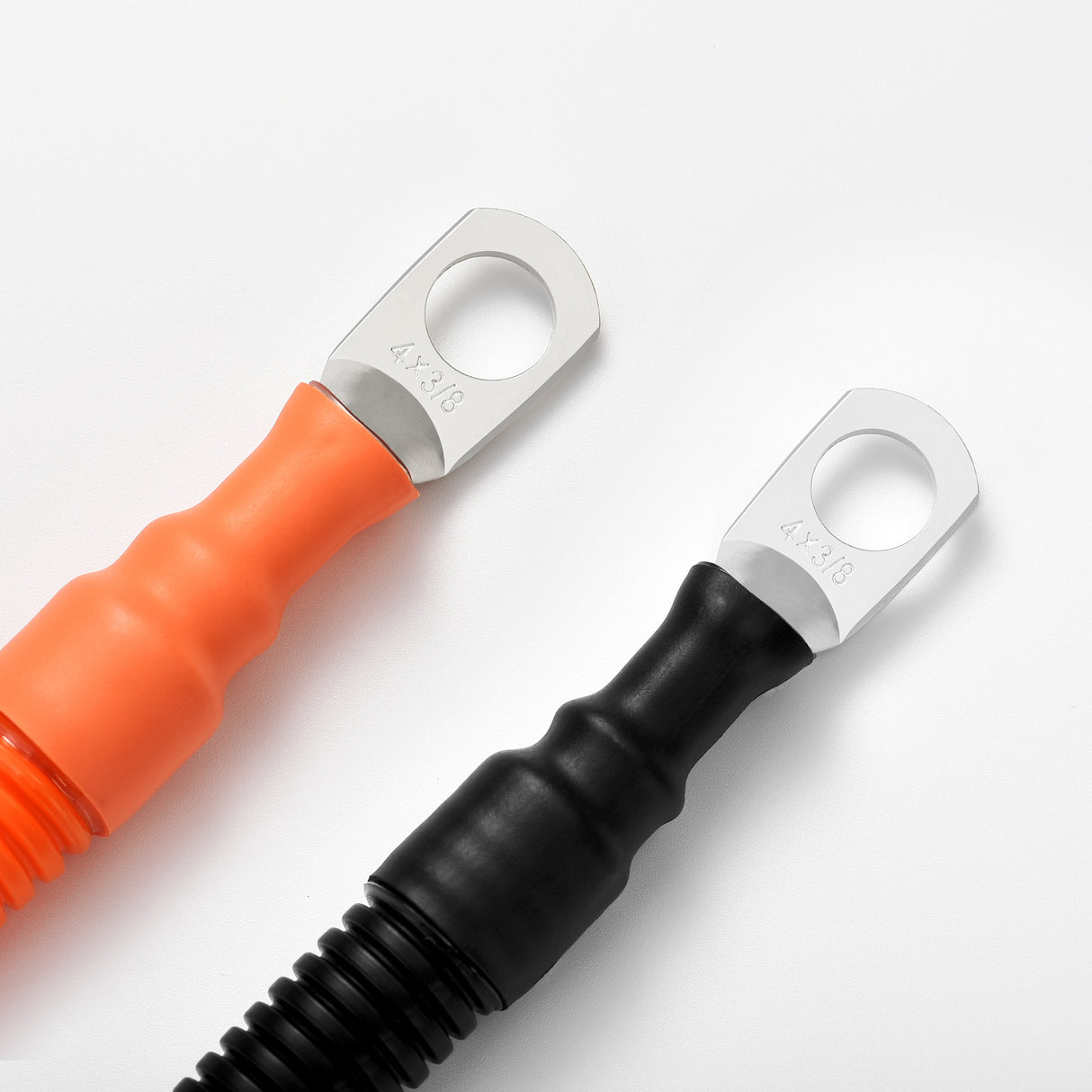 Rich Solar 4 AWG 3/8” Battery Cables | Pair of Orange & Black Pure Copper Battery Cables for Server Rack Busbar - Image 5