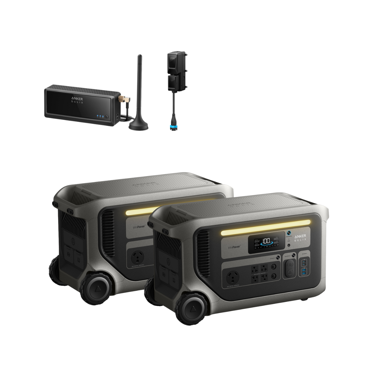 Anker SOLIX F3000 x2 Power Stations (6144 Wh) + Double-Voltage Hub + Power Saver Kit