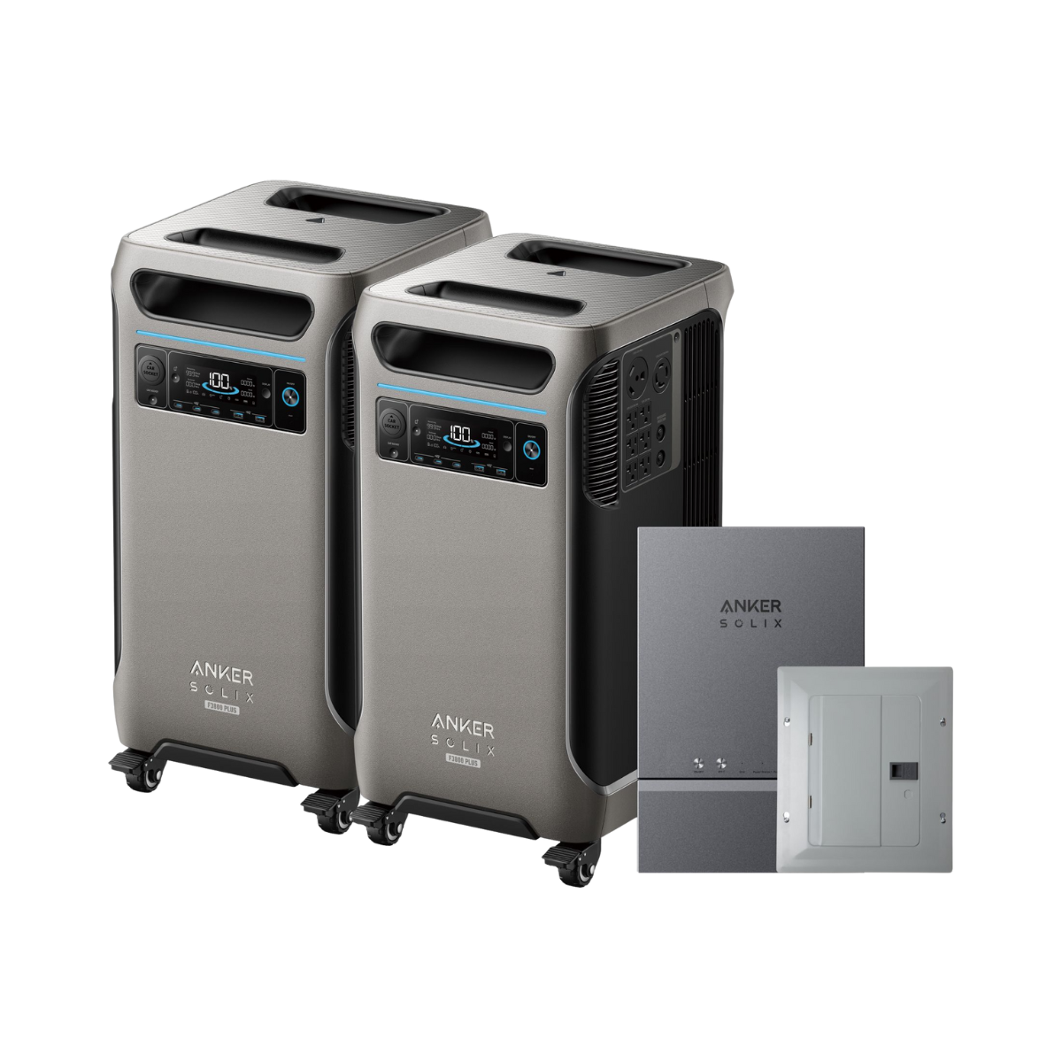 Anker SOLIX F3800 Plus Power Station 2-Pack (7680Wh) + Home Power Panel + Subpanel