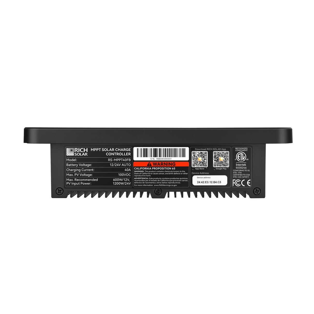 Rich Solar BRAVO PRO 40 | Premium 40A 12V/24V MPPT Flush Mount Solar Controller | With Bluetooth - Image 5