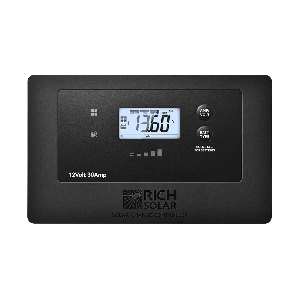 Rich Solar BRAVO AIR 30 | 30A Flush Mount PWM Solar Charge Controller | Bluetooth & Multi-Protection | Premium 12V 30A Controller - Image 2