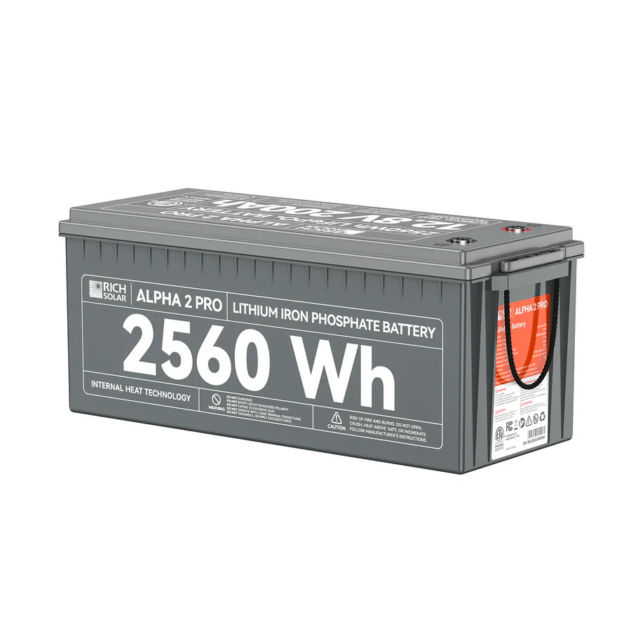 Rich Solar Alpha 2 PRO LiFePO4 12 Volt Lithium Battery (2,560Wh)