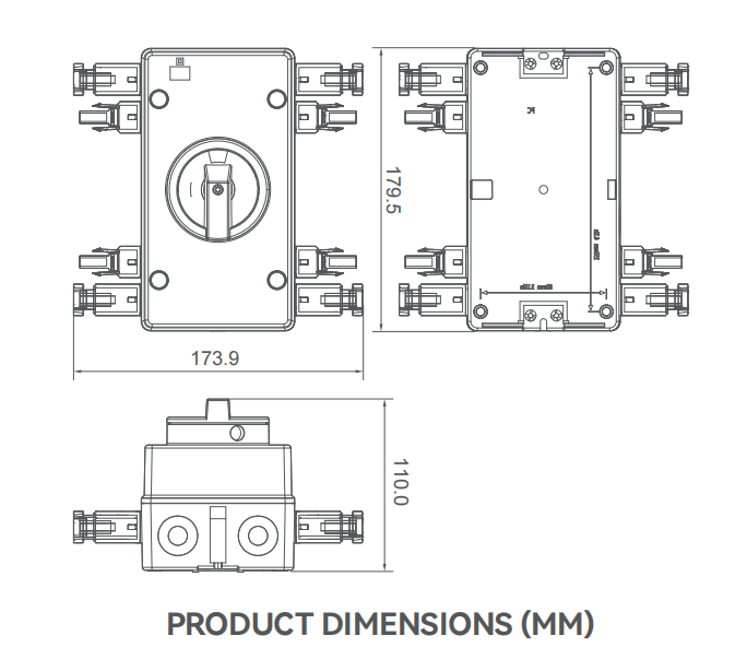 Rich Solar Solar PV DC Quick Disconnect Switch | Solar Array DC Quick Disconnect Switch | 1500 Volt 55 Amp | 4 Pole 2 Strings - Image 9