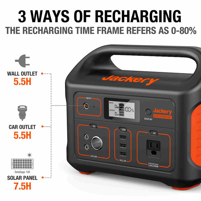 Jackery E500 Plus Solar Power Generator (518Wh)